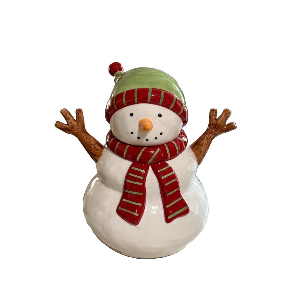 Large Pottery Barn Kids SnowmanCookie Jar Holiday Christmas Winter